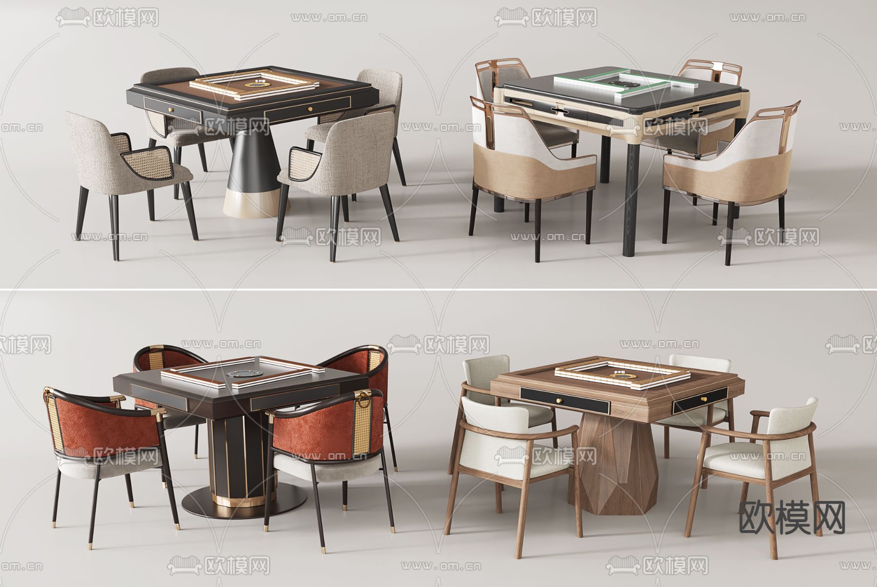 现代麻奖桌 棋牌桌su模型下载（渲染图2）