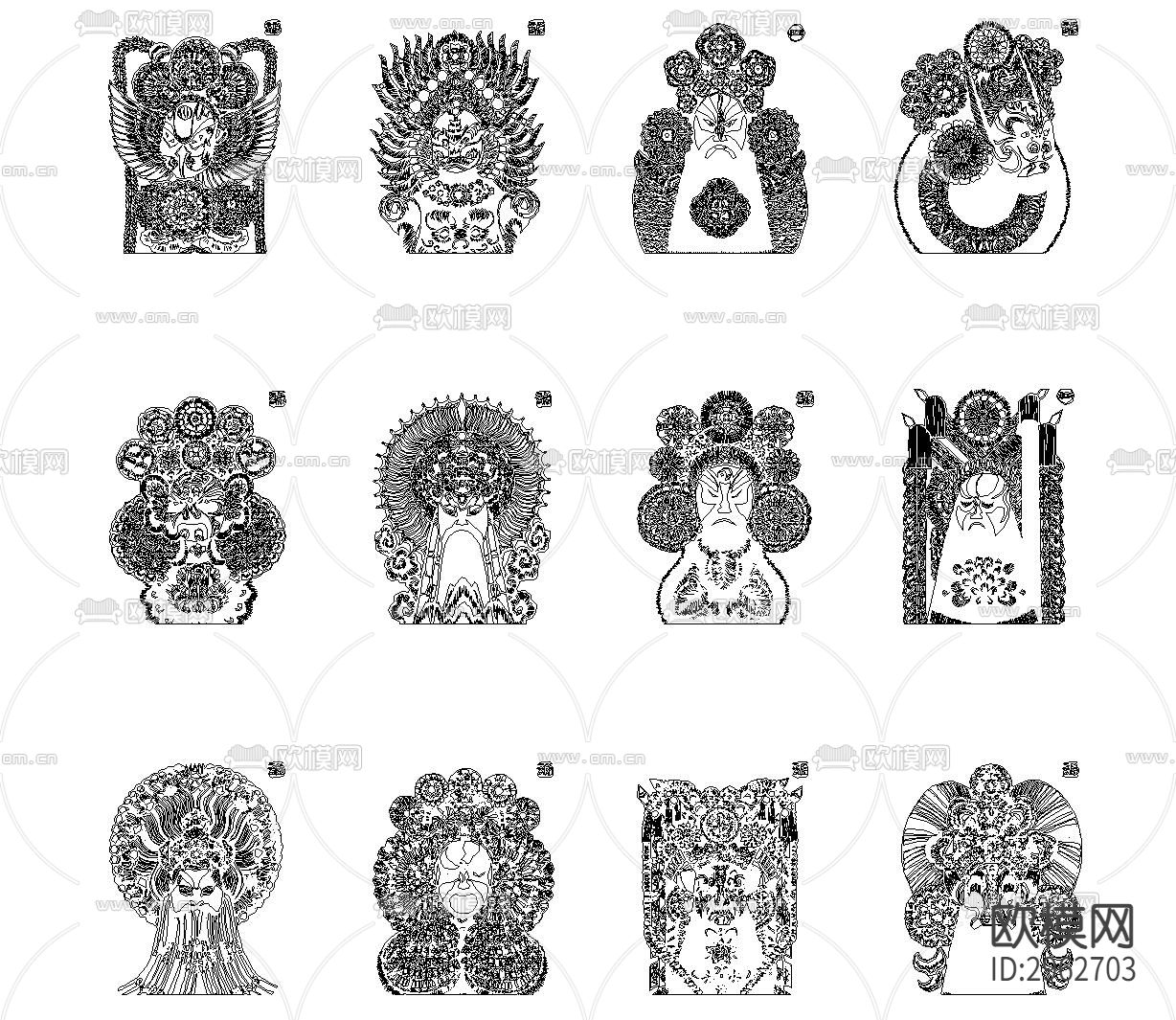 脸谱CAD图库下载（渲染图3）