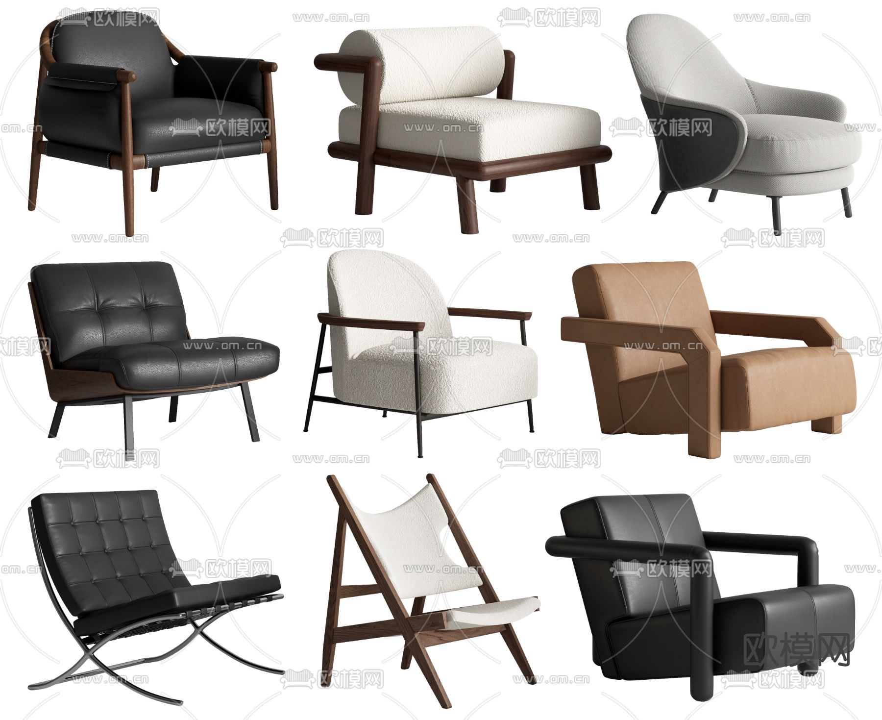 现代单人沙发su模型