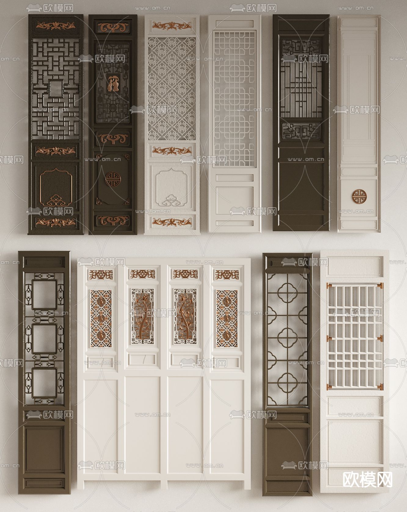 中式隔断 花格屏风3d模型下载