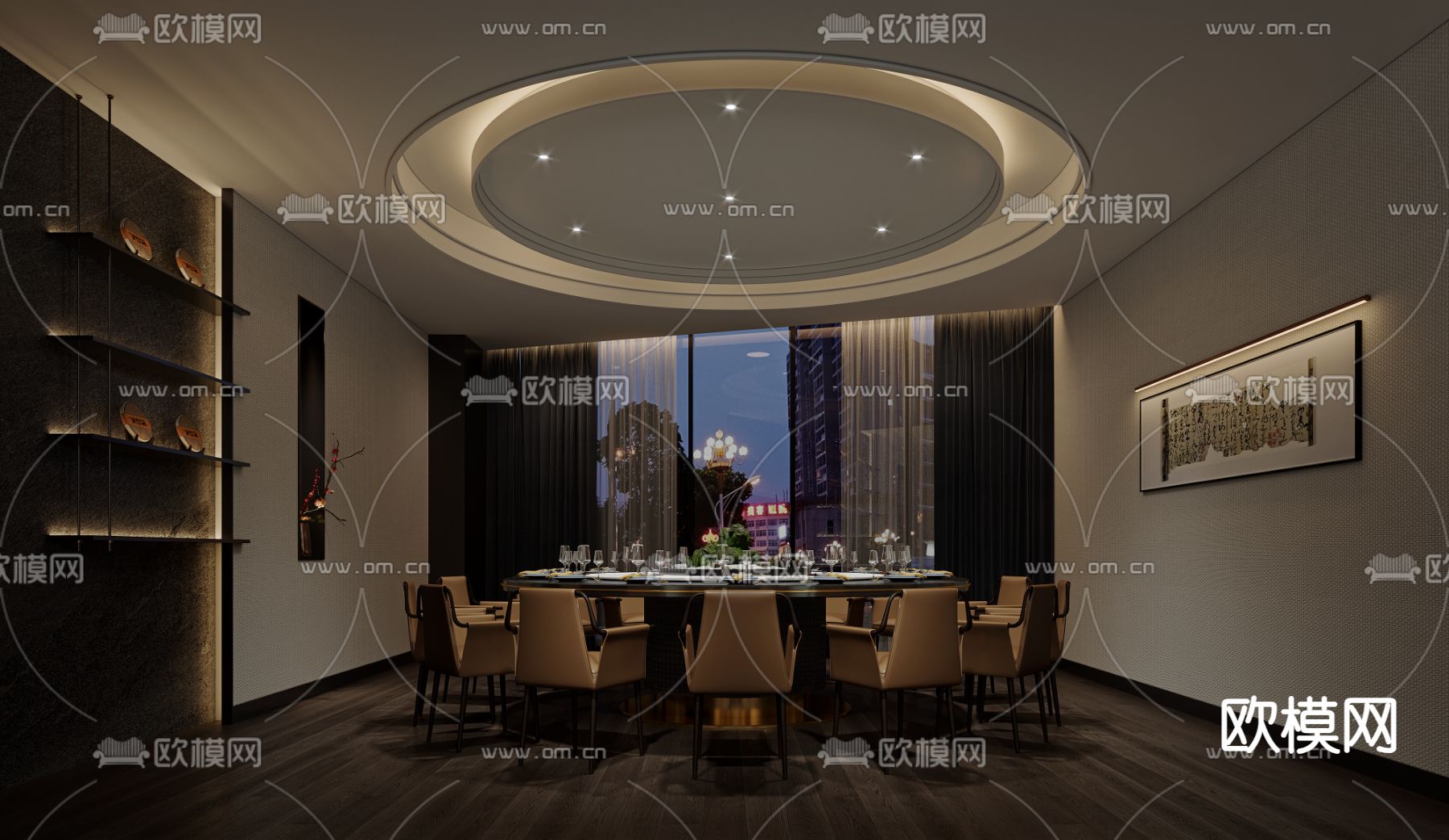 中餐厅包厢 酒楼包房3d模型下载