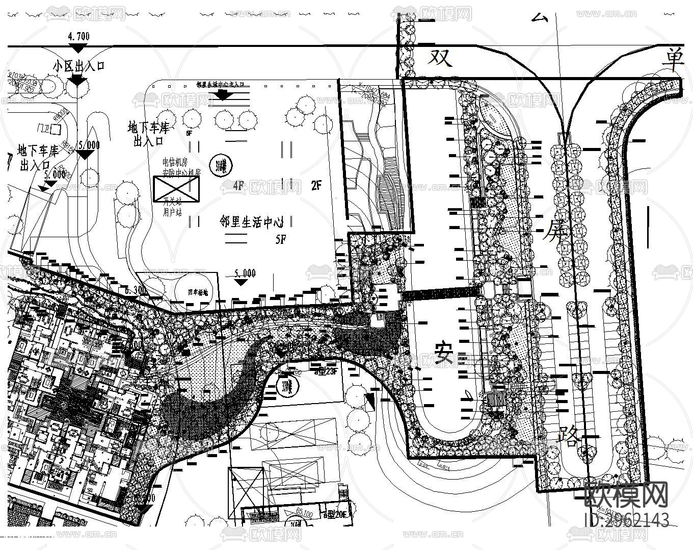 示范区植物景观CAD平面图下载（渲染图3）