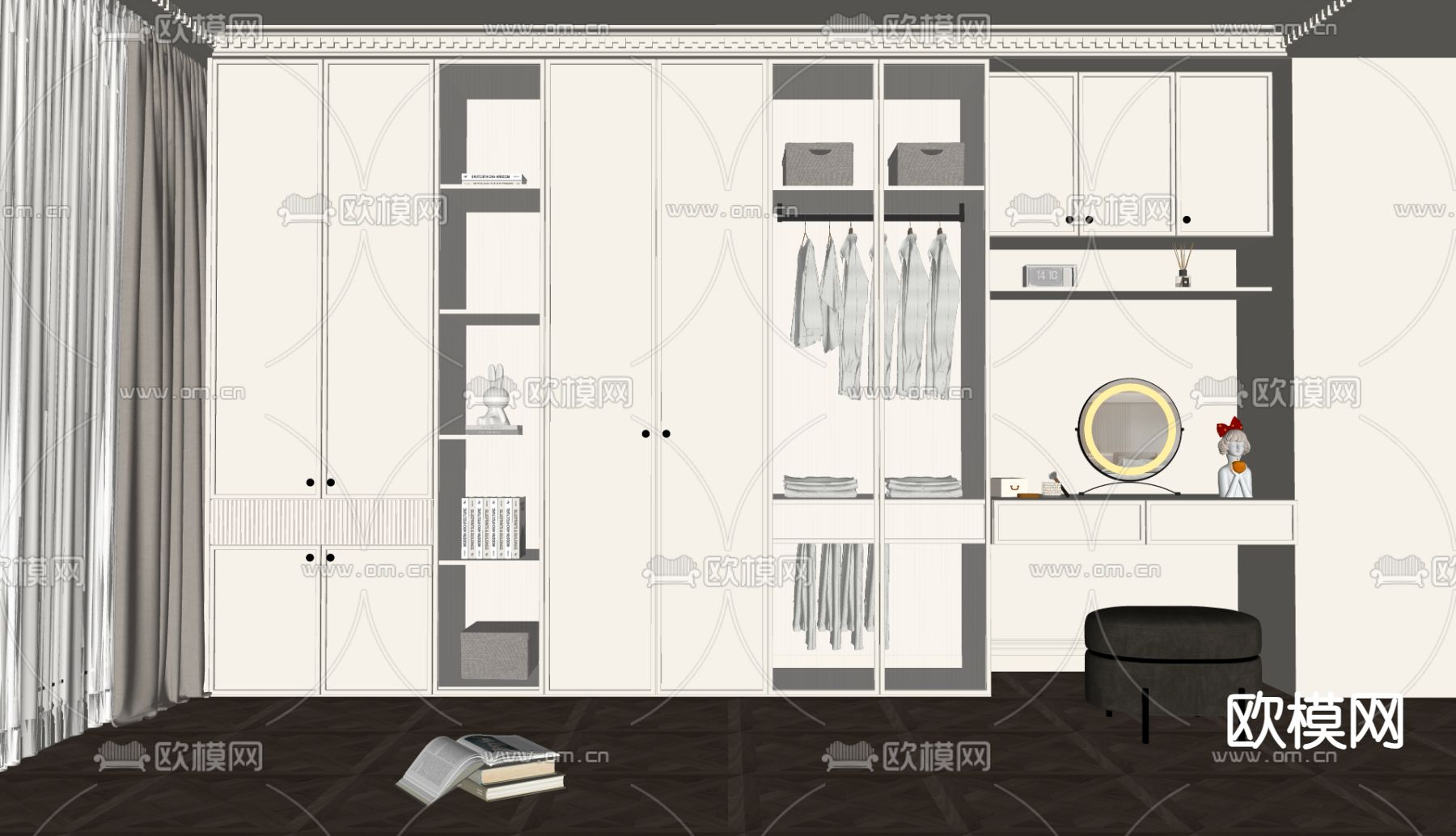 法式衣柜su模型下载（渲染图1）