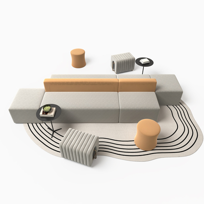  休闲卡座沙发su模型 