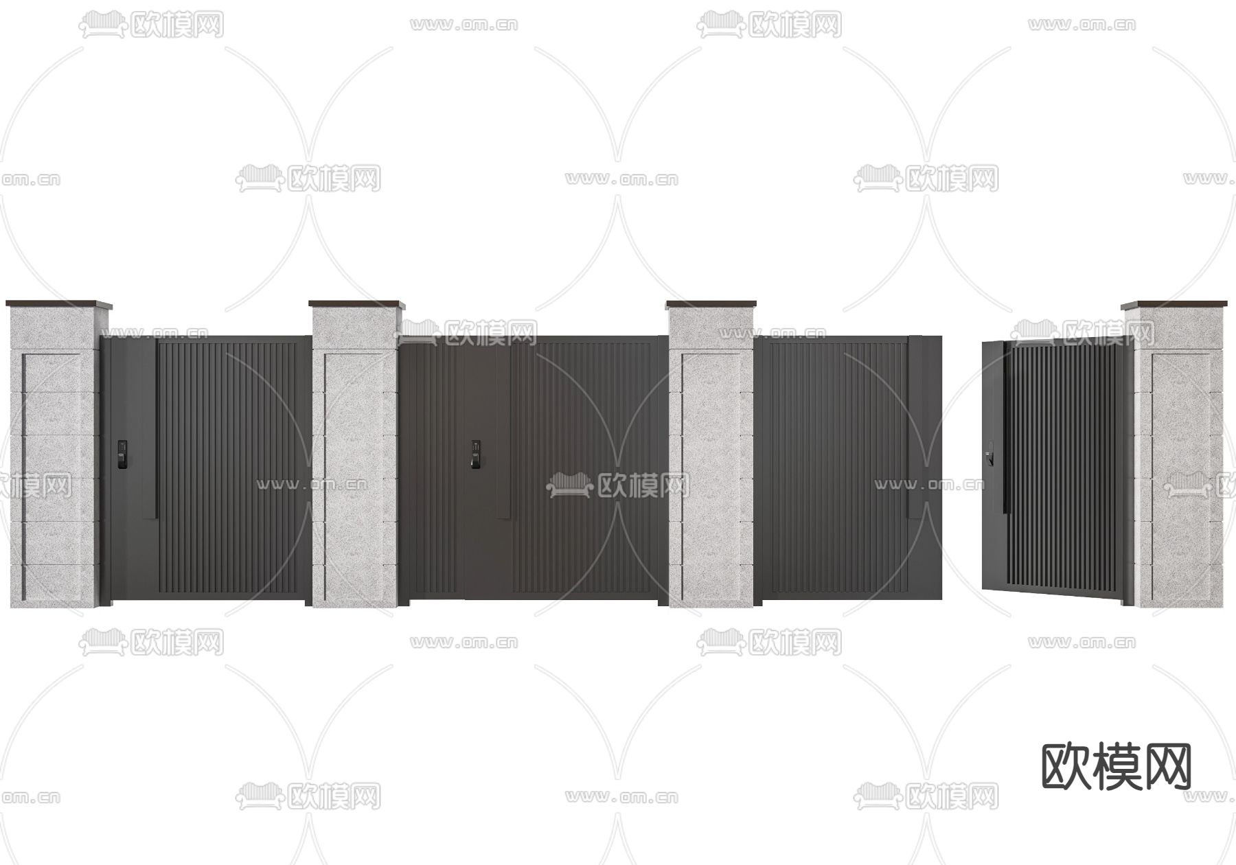 现代大门 庭院门 入户门3d模型下载