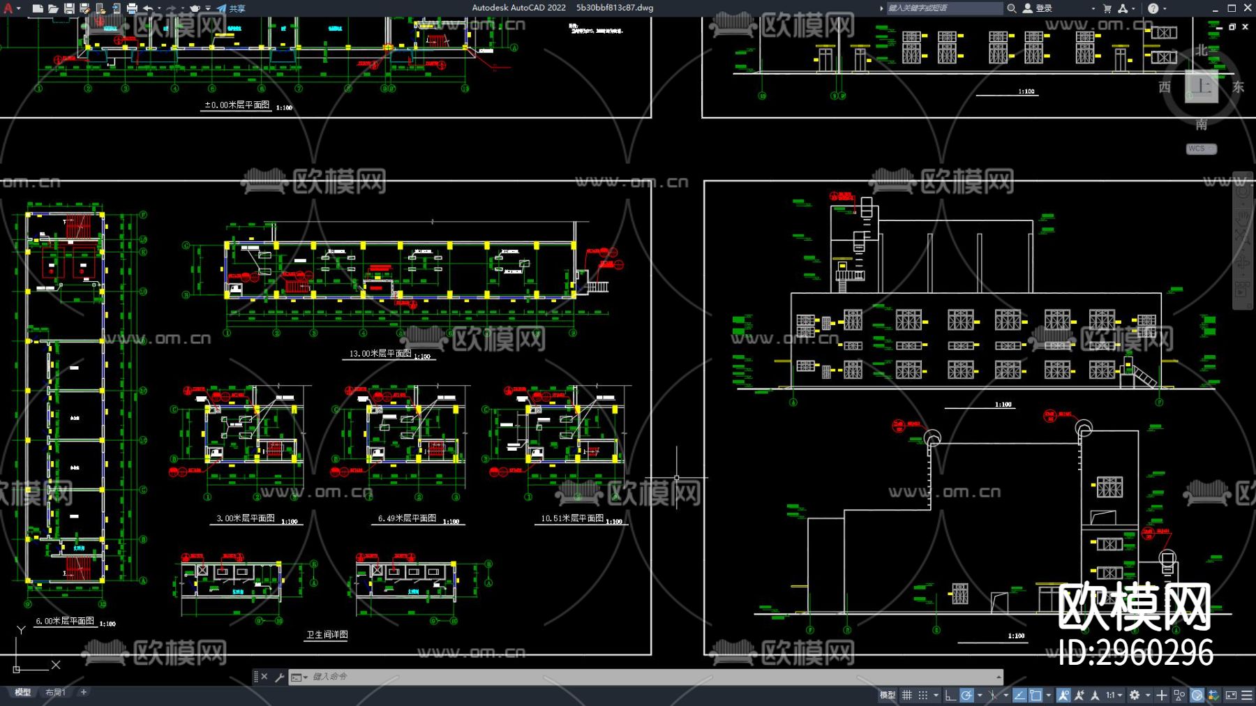供热站建筑图纸 工厂建筑 工厂大楼cad施工图下载（渲染图2）