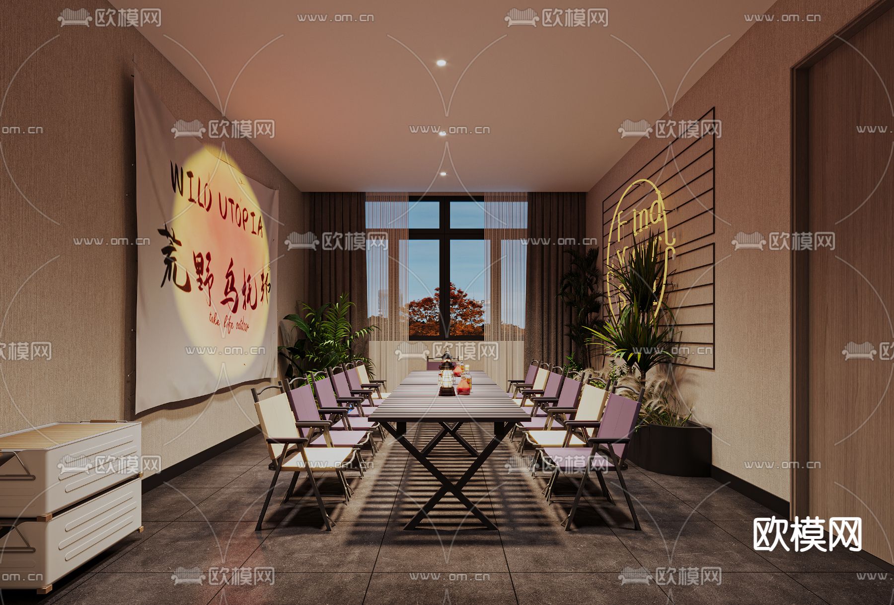 工业风烧烤店3d模型下载