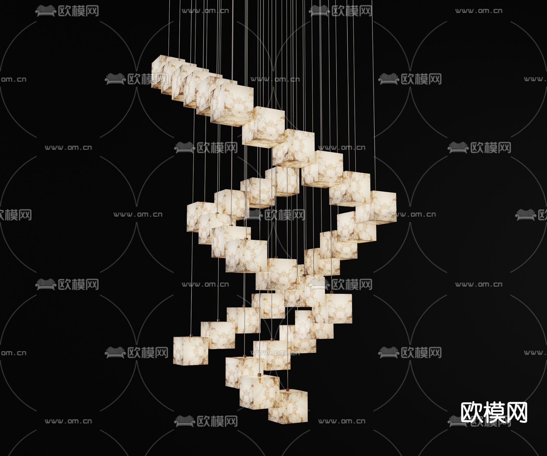 轻奢吊灯 大堂灯 装饰灯3d模型下载