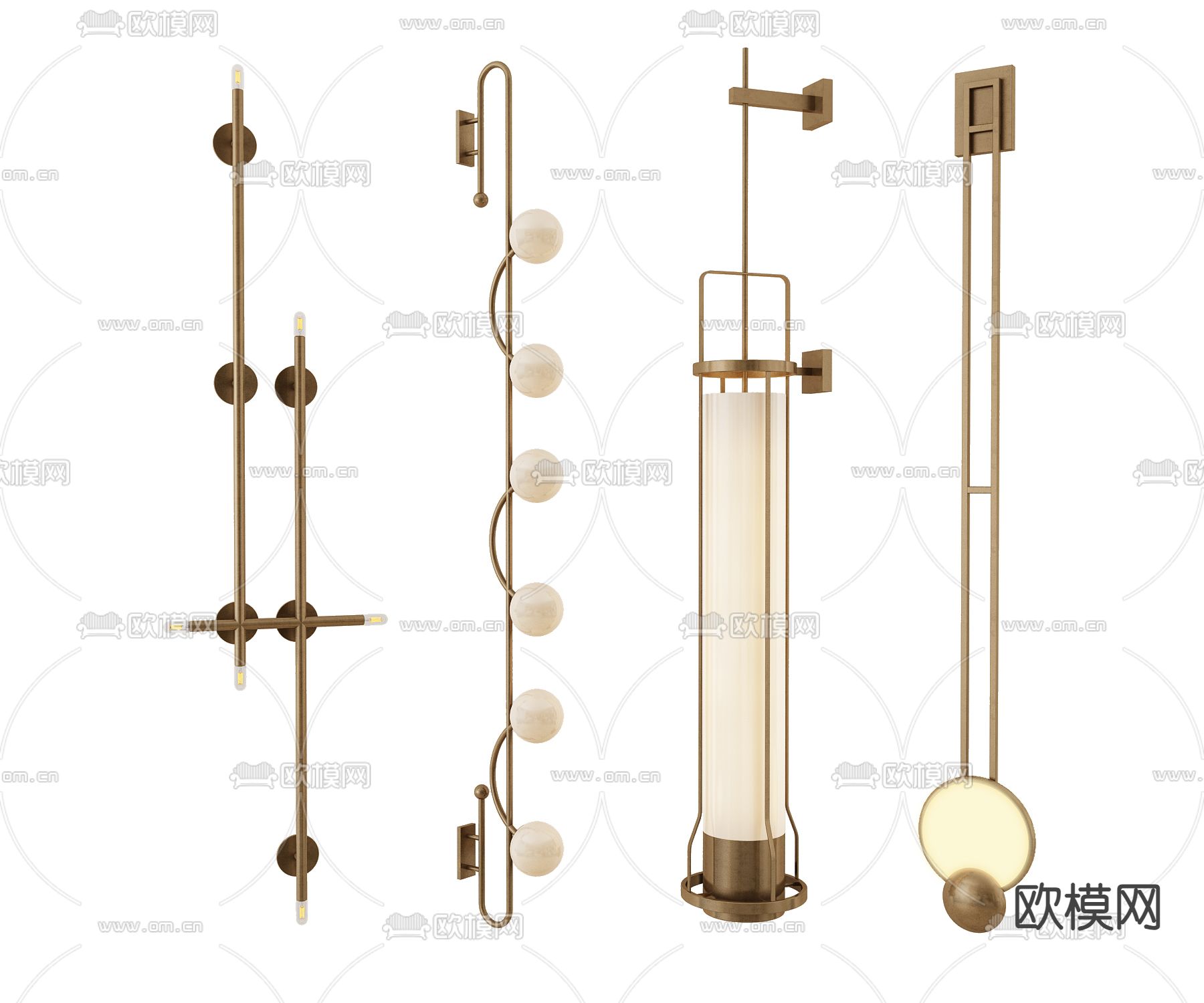 轻奢壁灯 长壁灯3d模型下载