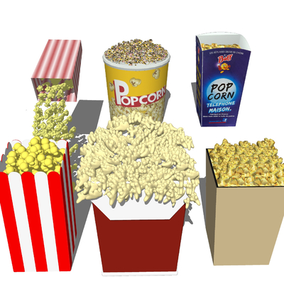  爆米花 食物su模型 