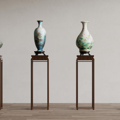  新中式陶瓷器 青花瓷su模型 