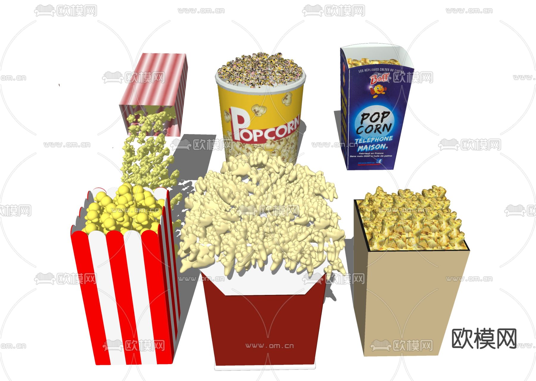 爆米花 食物su模型下载
