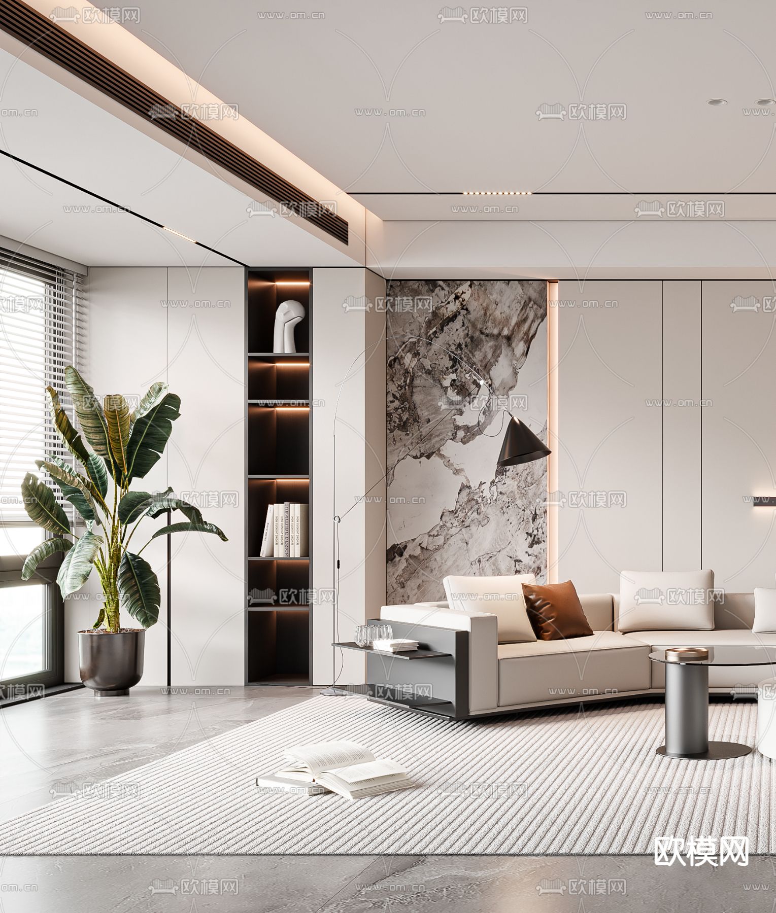 现代客厅3d模型下载（渲染图2）