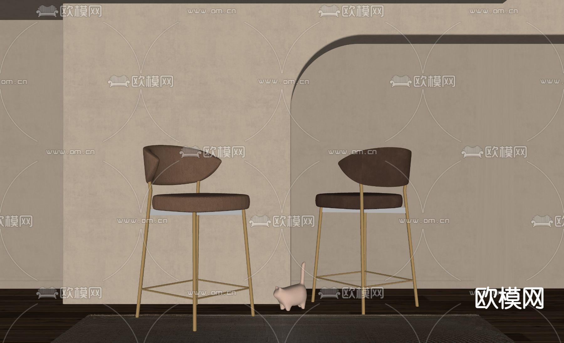 现代餐椅su模型下载（渲染图1）