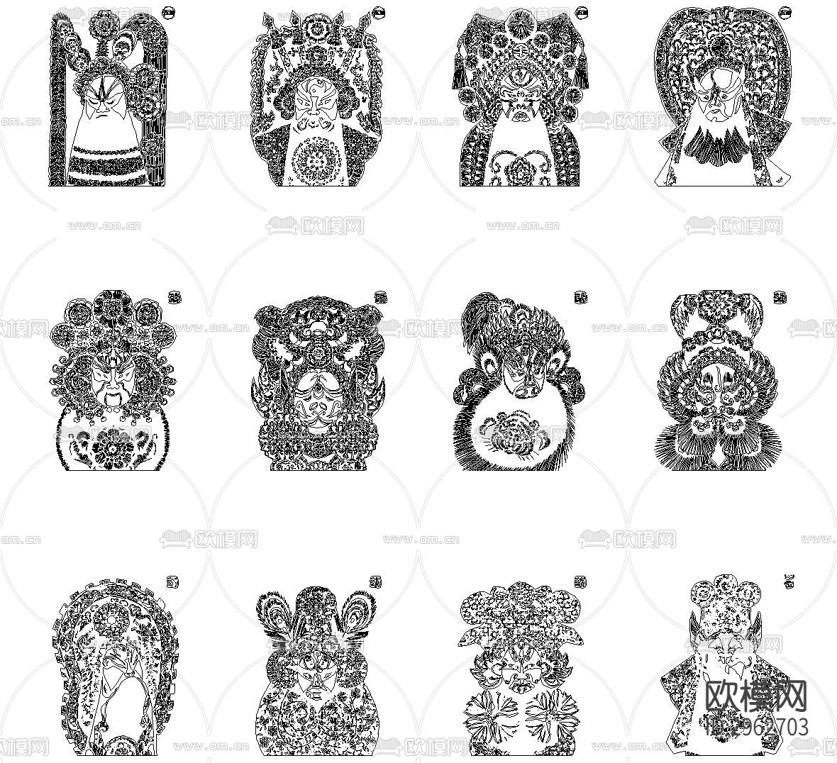 脸谱CAD图库下载（渲染图1）