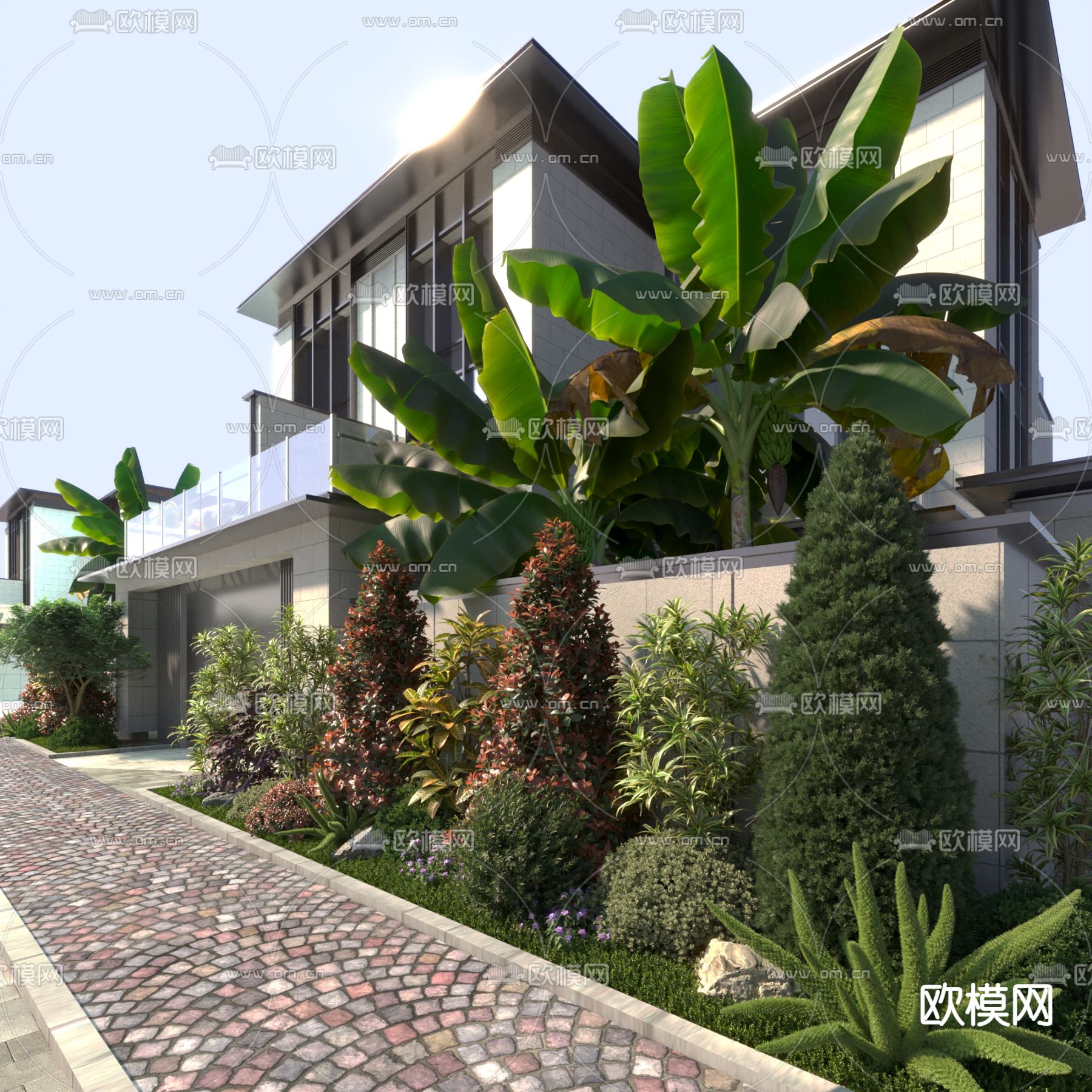 独立别墅外观3d模型下载