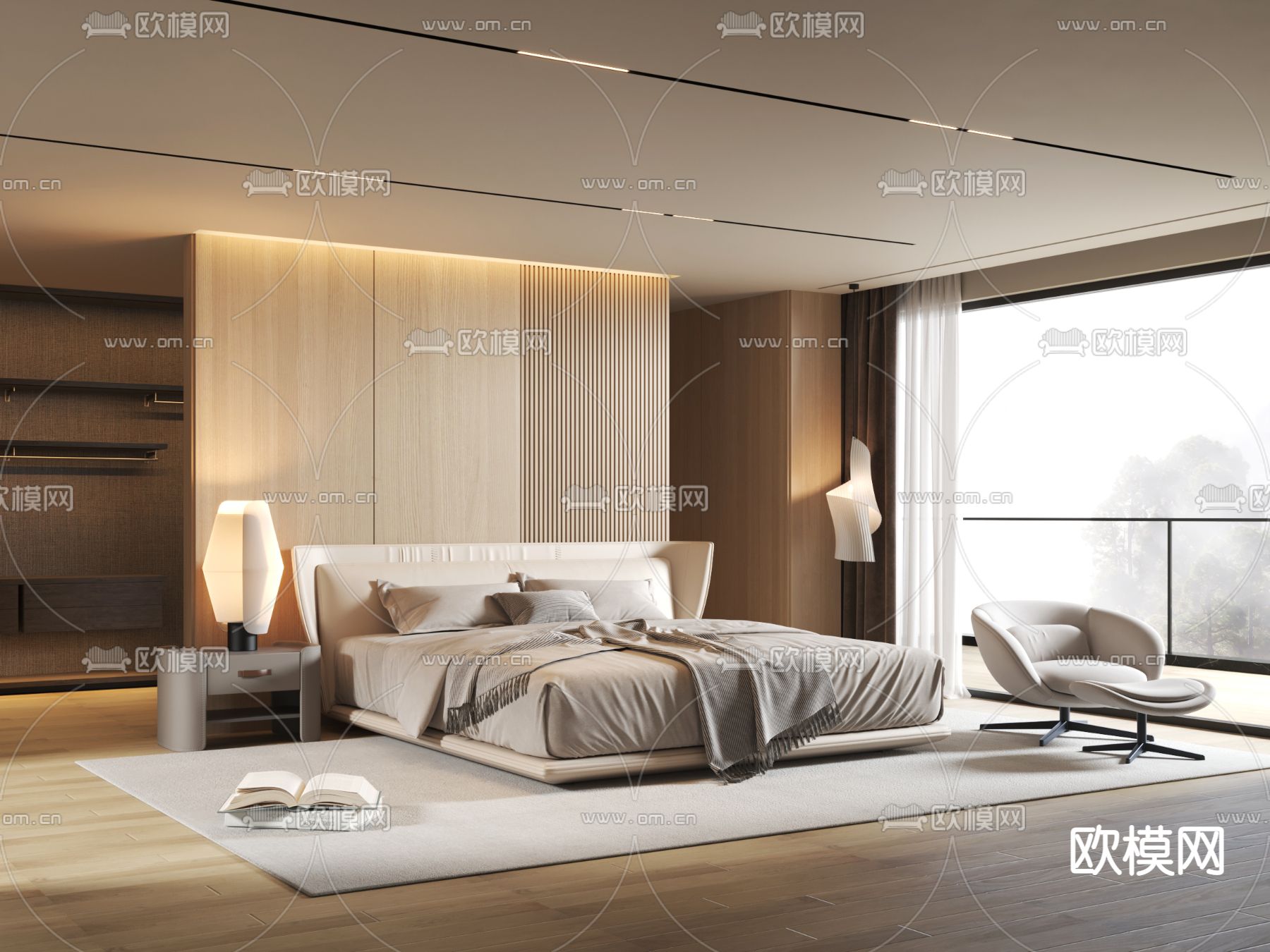 Minotti 双人床su模型下载（渲染图2）