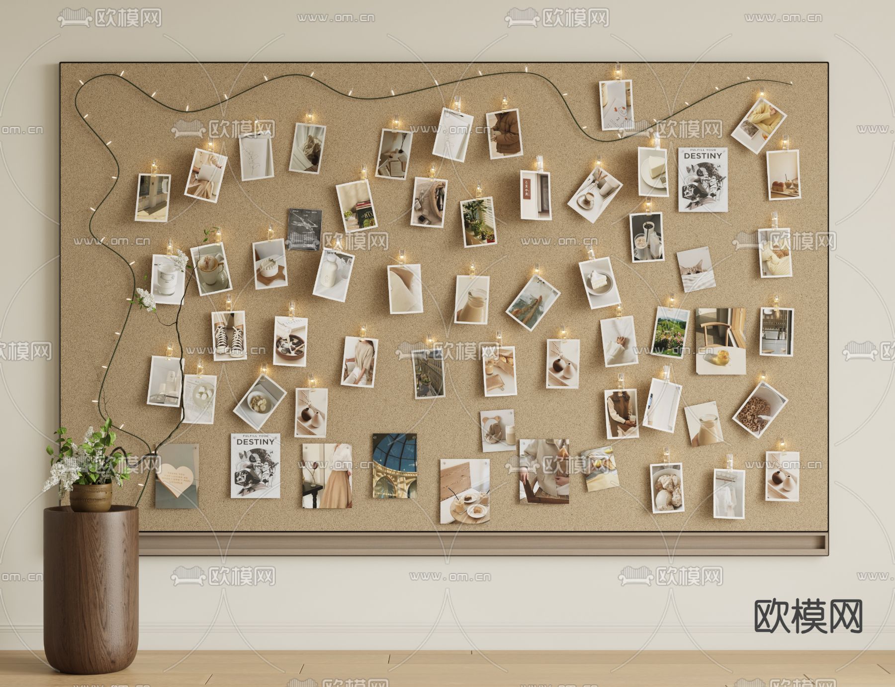 照片墙 便签墙 软木板3d模型下载
