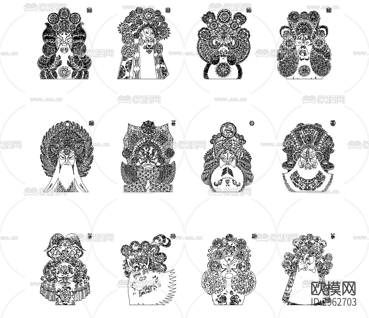 脸谱CAD图库下载（渲染图4）
