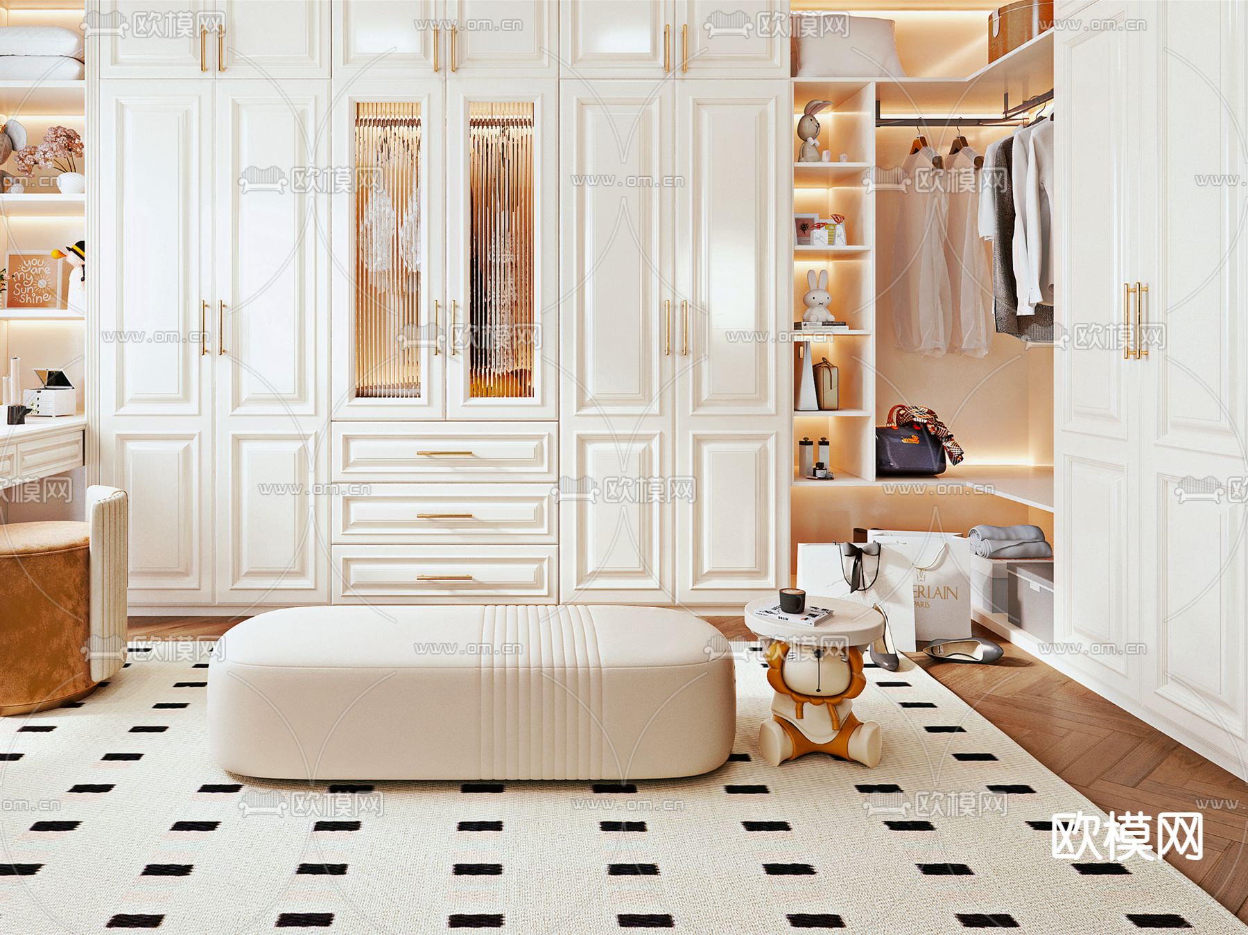 法式衣帽间3d模型下载（渲染图2）