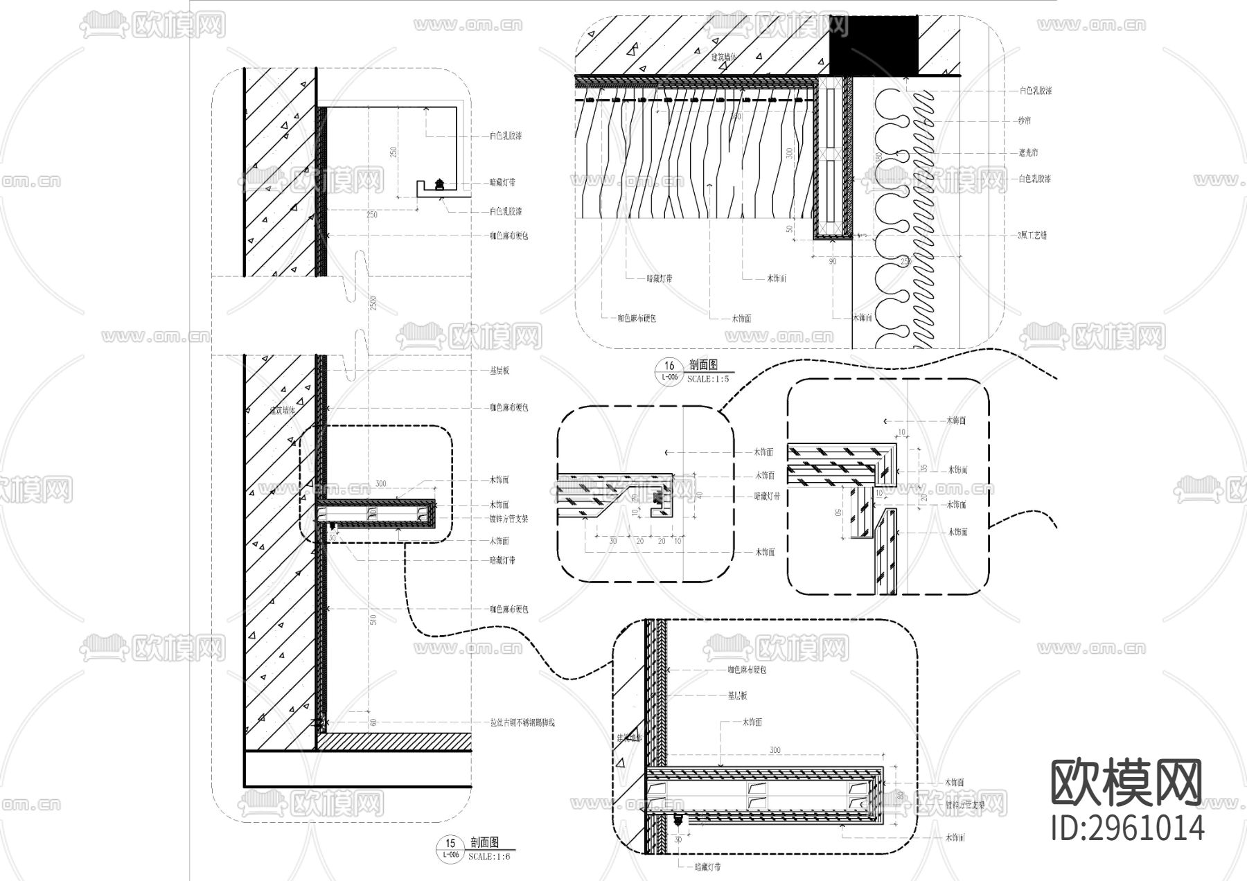 豪华房墙身cad大样图下载（渲染图3）