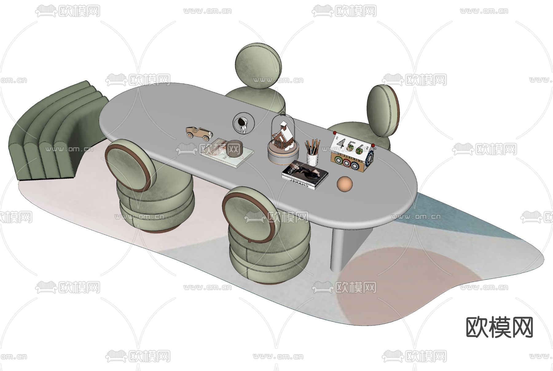 儿童桌椅su模型下载（渲染图1）