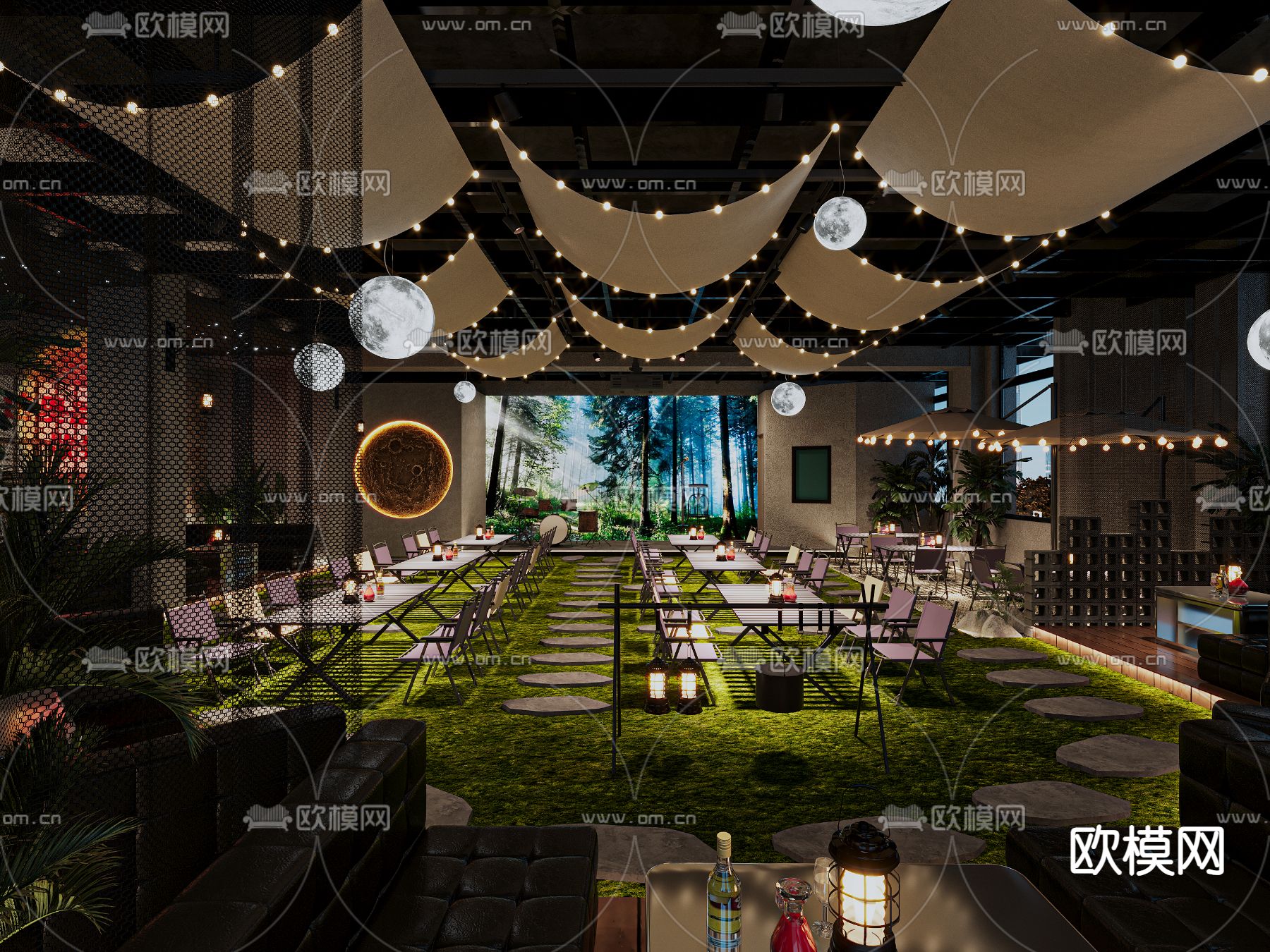露营风酒吧3d模型下载（渲染图2）
