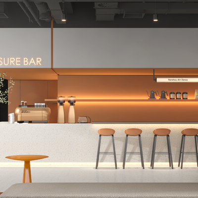  茶水间 咖啡水吧台su模型 