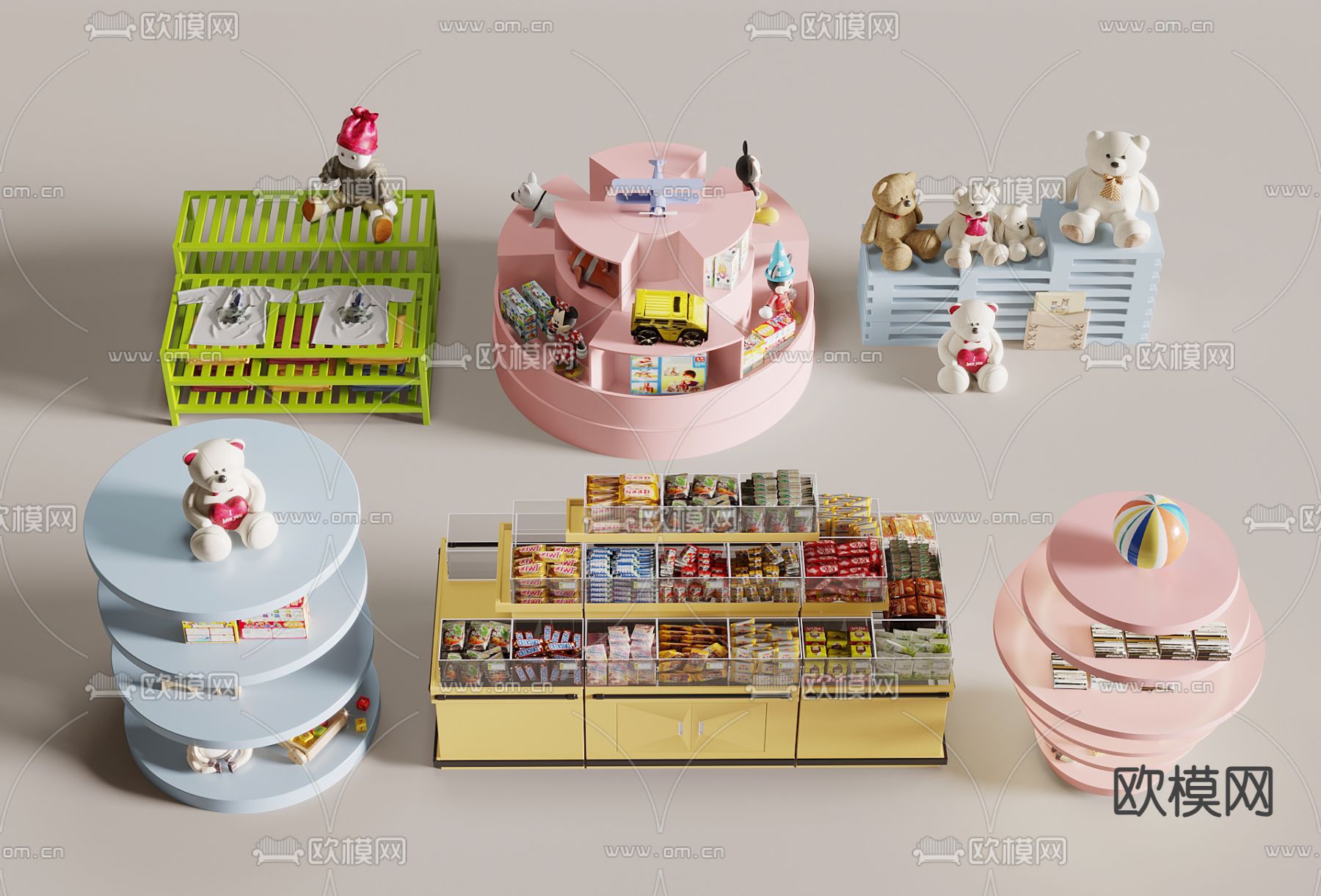 儿童玩具展架su模型下载（渲染图2）