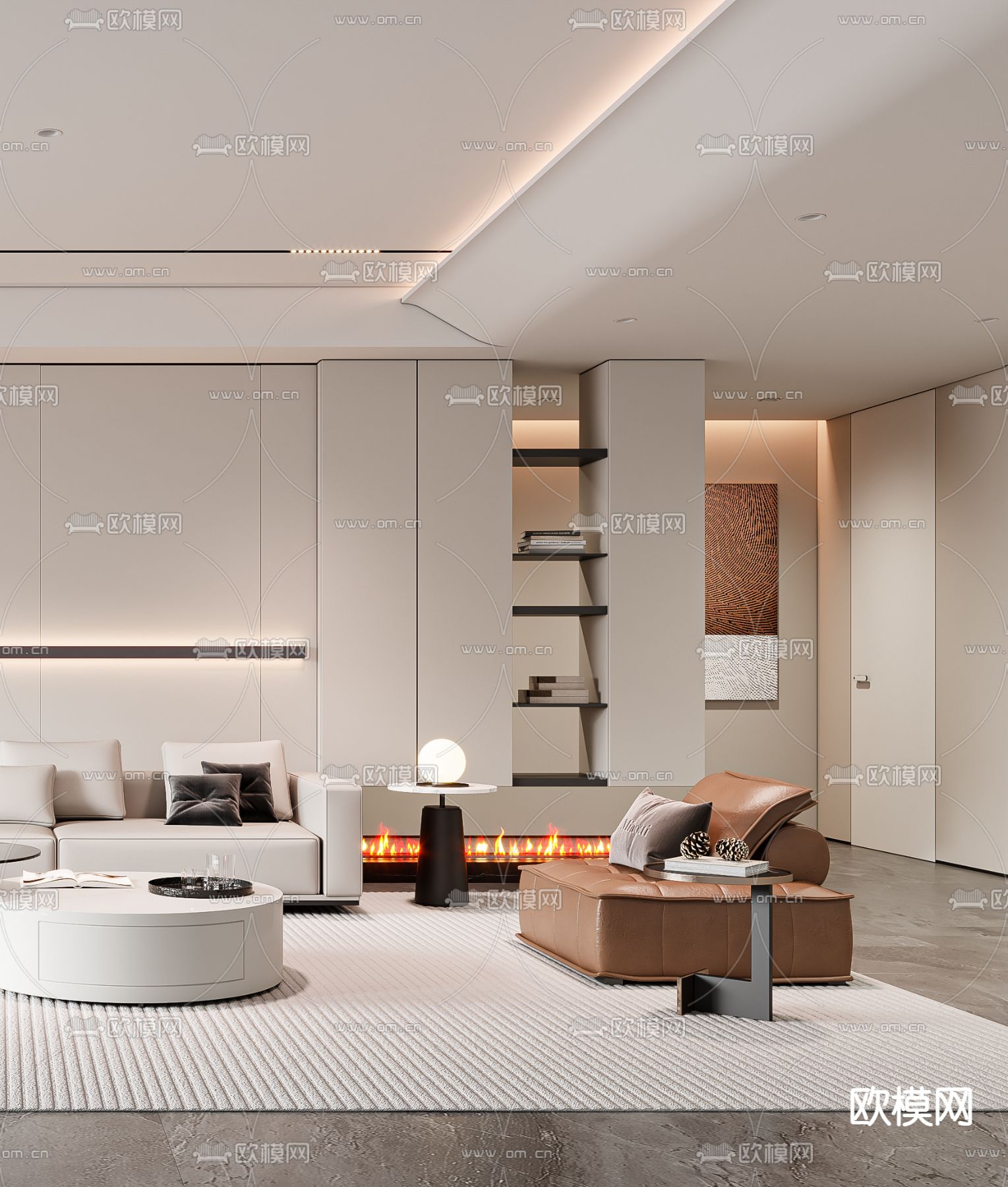 现代客厅3d模型下载（渲染图3）