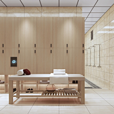  现代洗浴中心 淋浴间su模型 