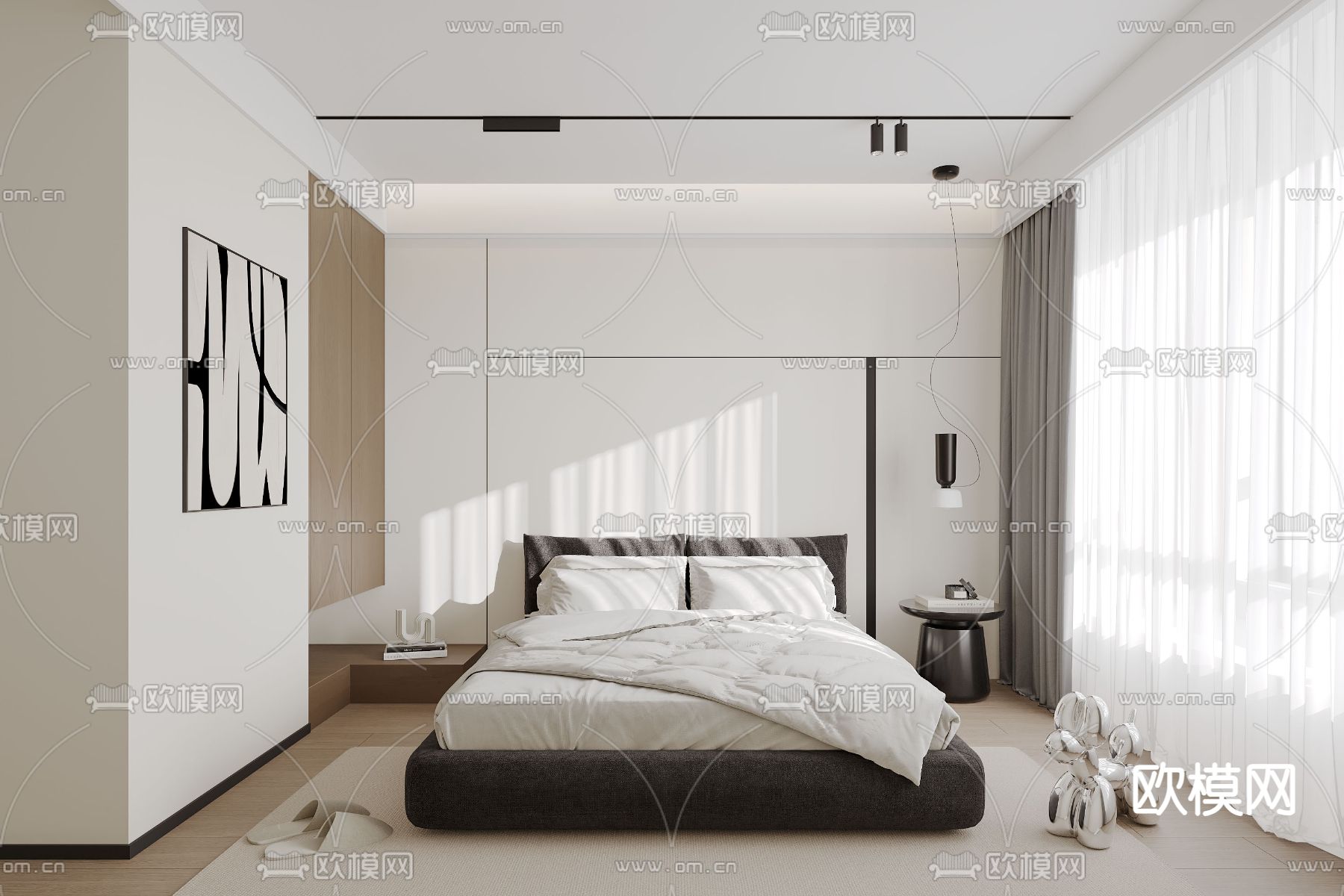 现代卧室 主卧 主人房3d模型下载