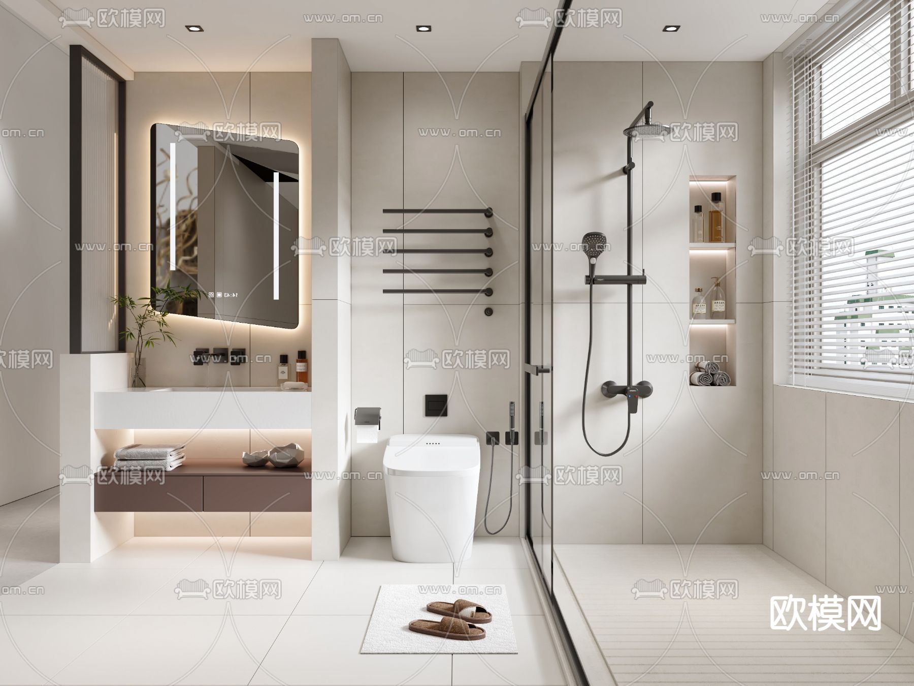 现代卫生间su模型下载（渲染图2）