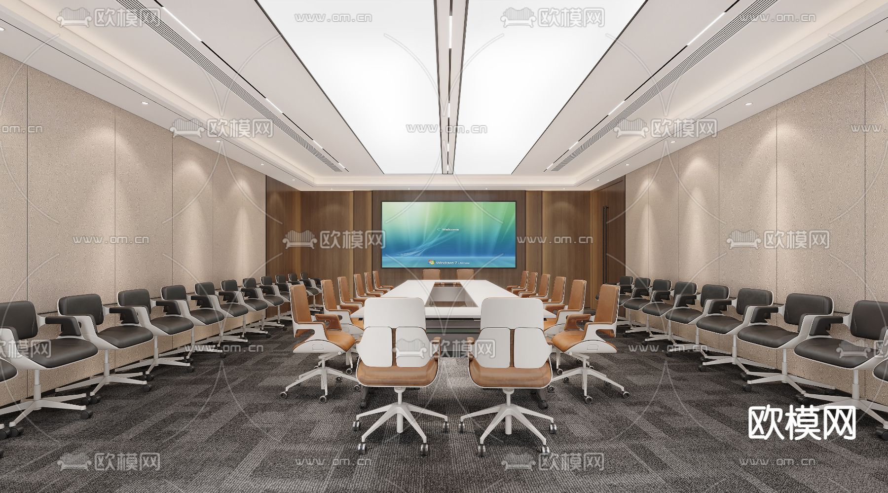 现代会议室3d模型下载