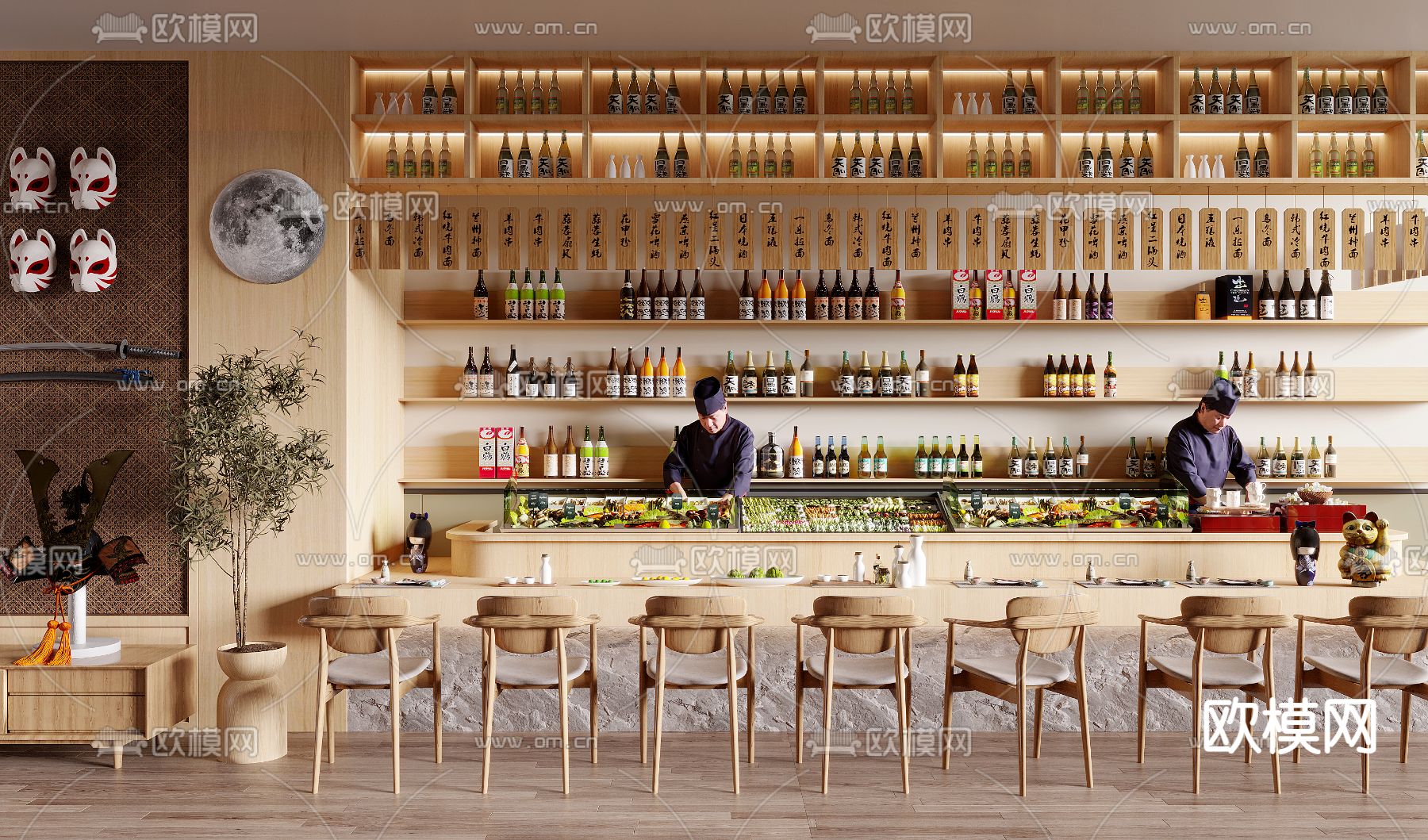 日式料理店 铁板烧 酒馆3d模型下载