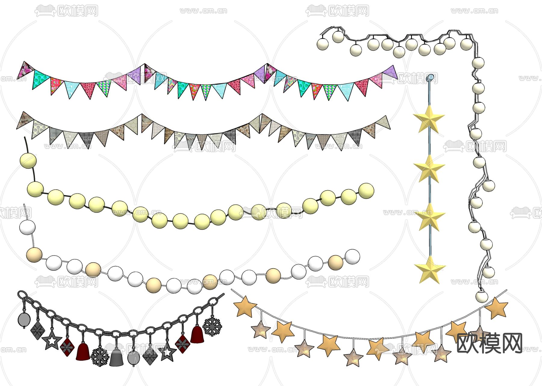 装饰彩灯 星星挂灯su模型下载