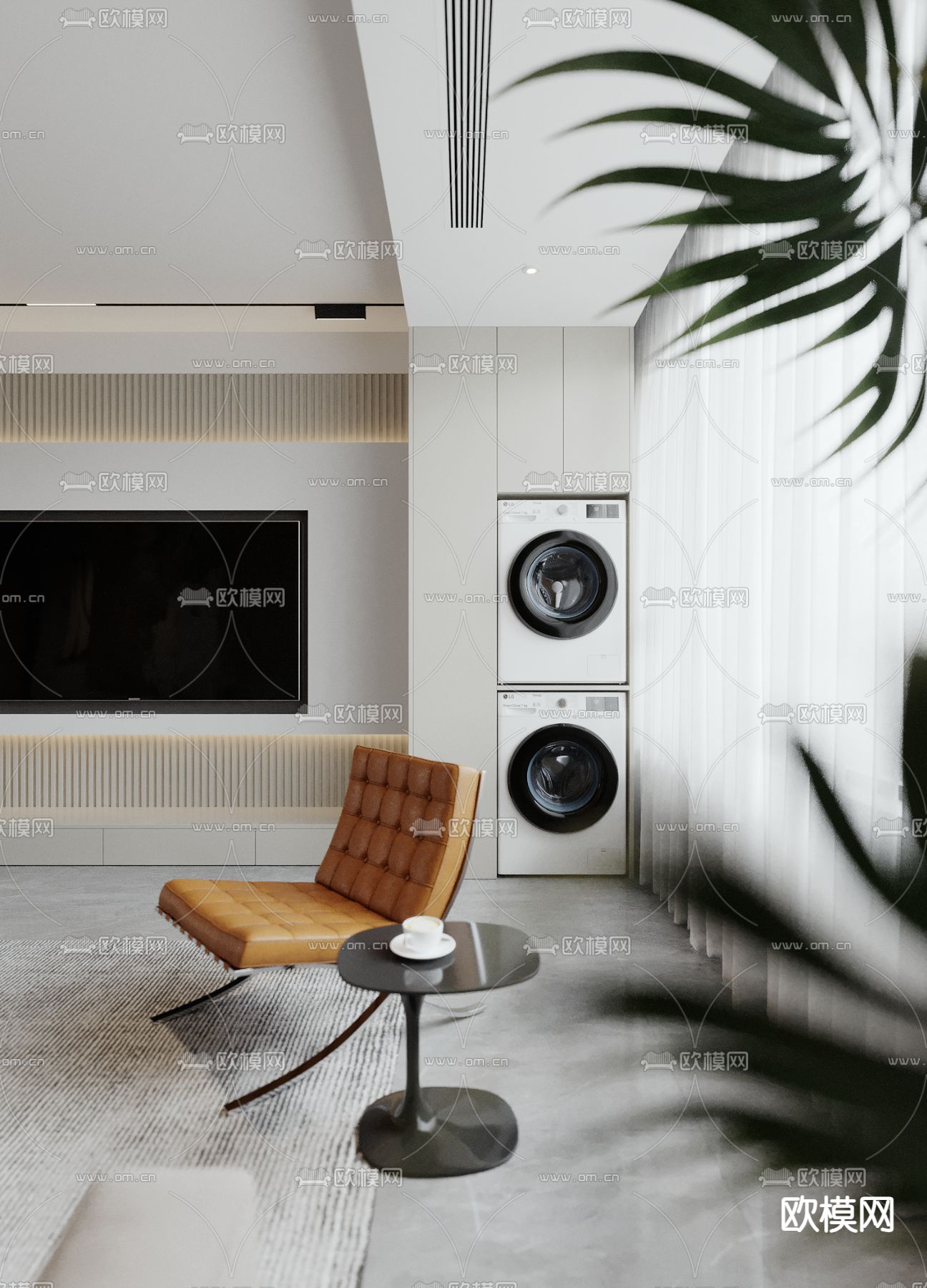 现代客餐厅3d模型下载（渲染图4）