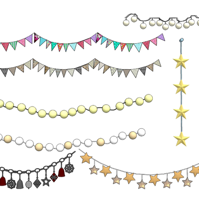  装饰彩灯 星星挂灯su模型 