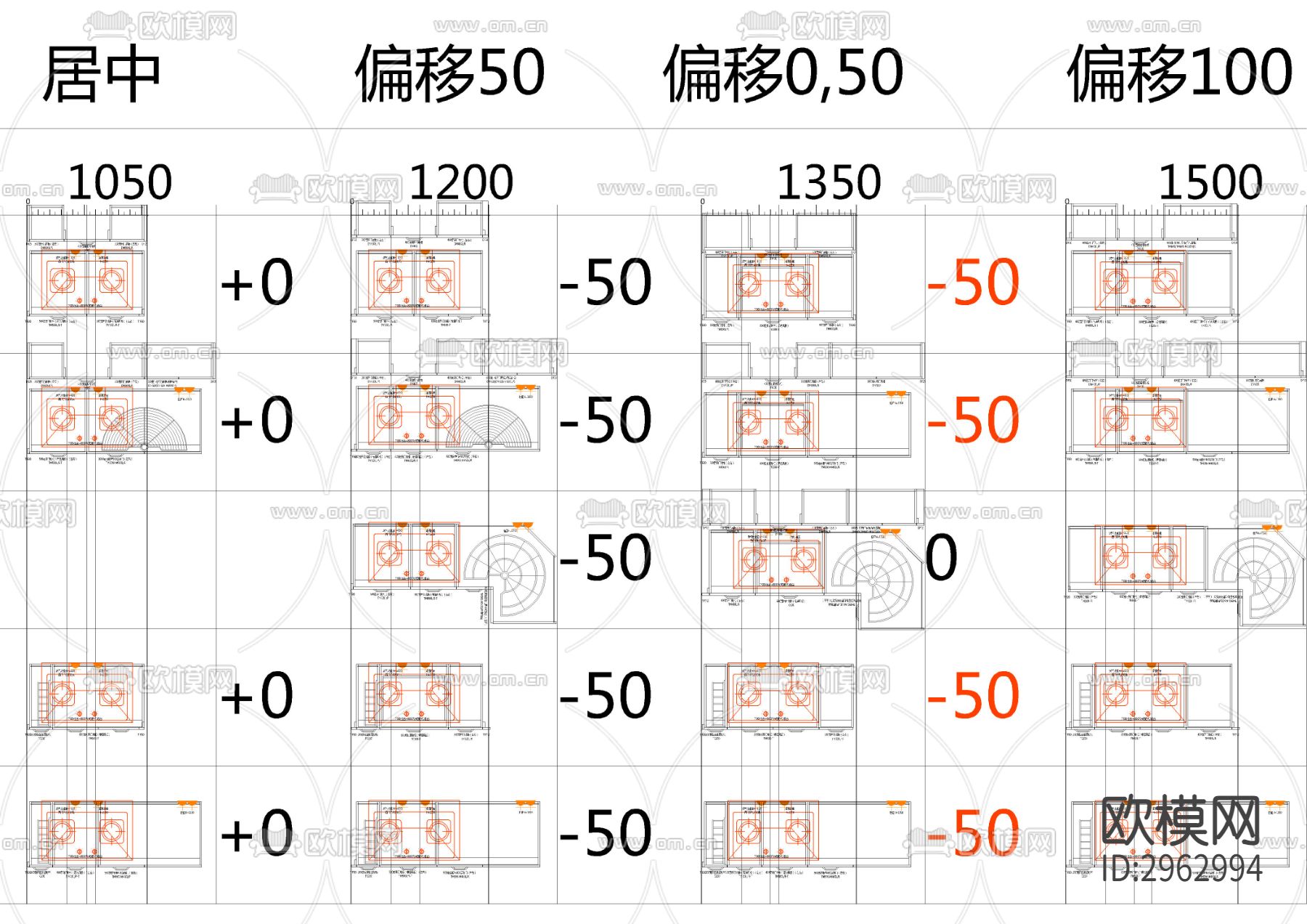 万科橱柜标准化布局图块cad图库下载（渲染图1）