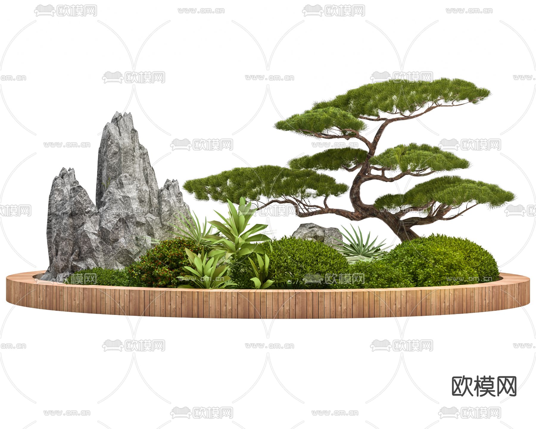 假山景观 植物造景 花草3d模型下载