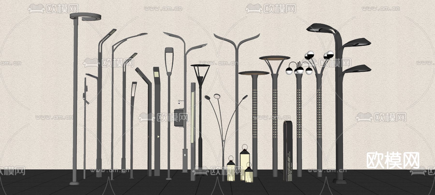 现代路灯 景观灯su模型下载（渲染图1）