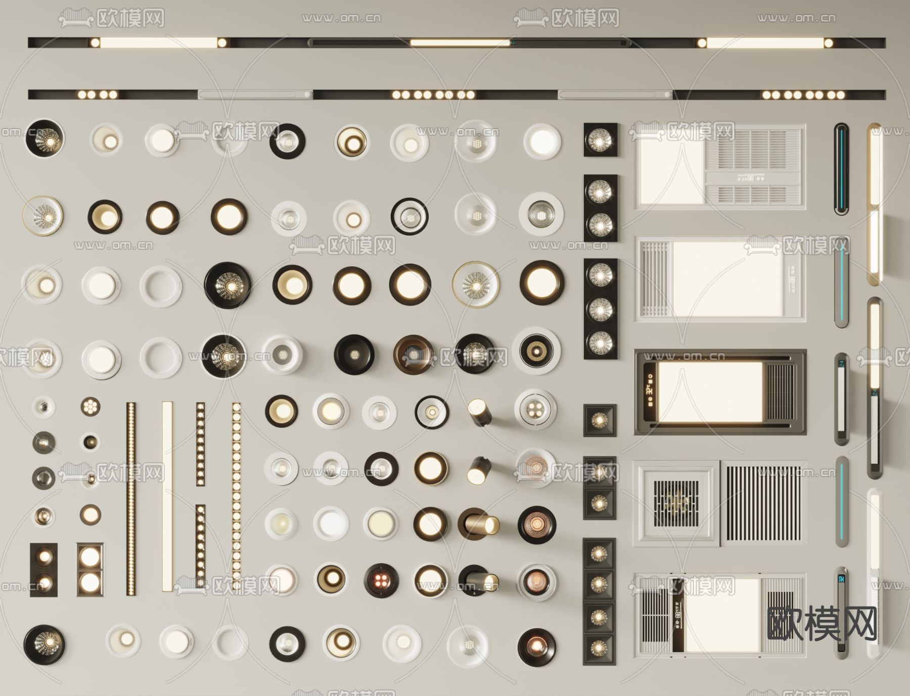 筒灯 射灯 轨道灯 磁吸灯 浴霸灯3d模型下载