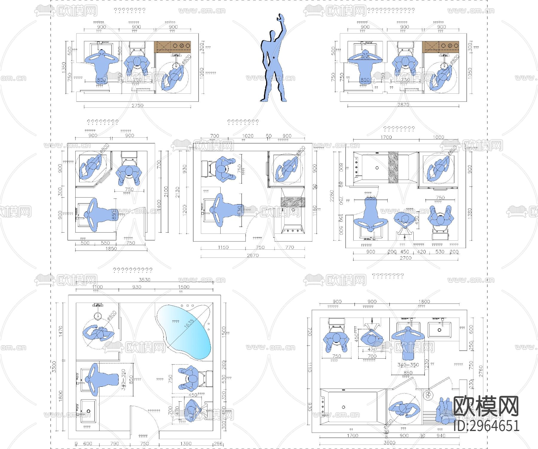 最新全屋人体工程学尺寸cad图库下载（渲染图3）