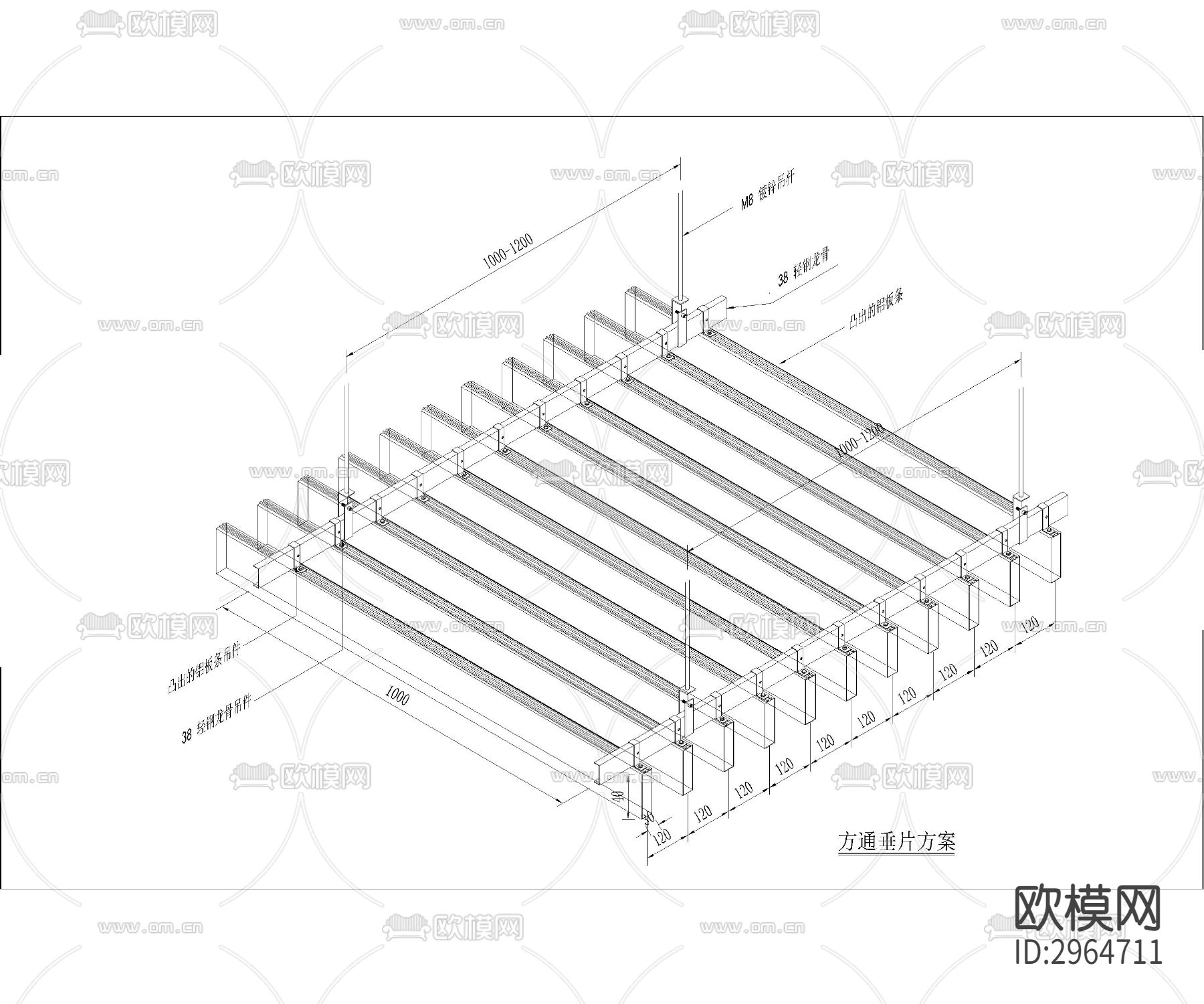 金属材料装饰节点cad大样图下载（渲染图8）