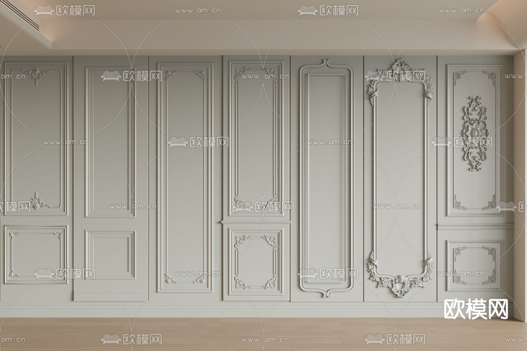 法式护墙板 石膏线 墙裙 背景墙3d模型下载