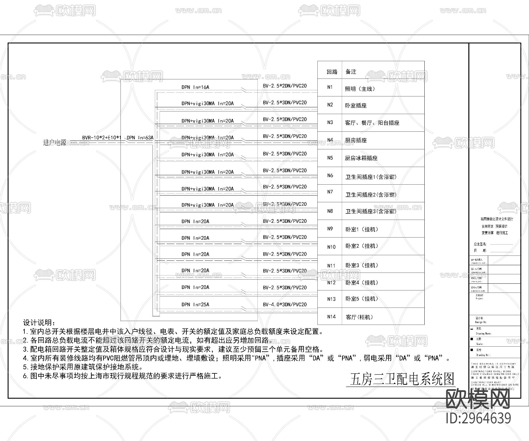配电系统图-水电修订2.0版cad图库下载（渲染图1）