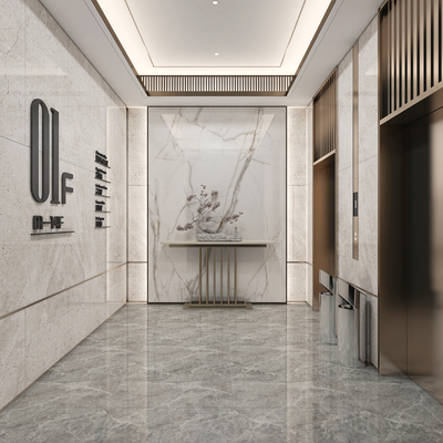  现代电梯间su模型 