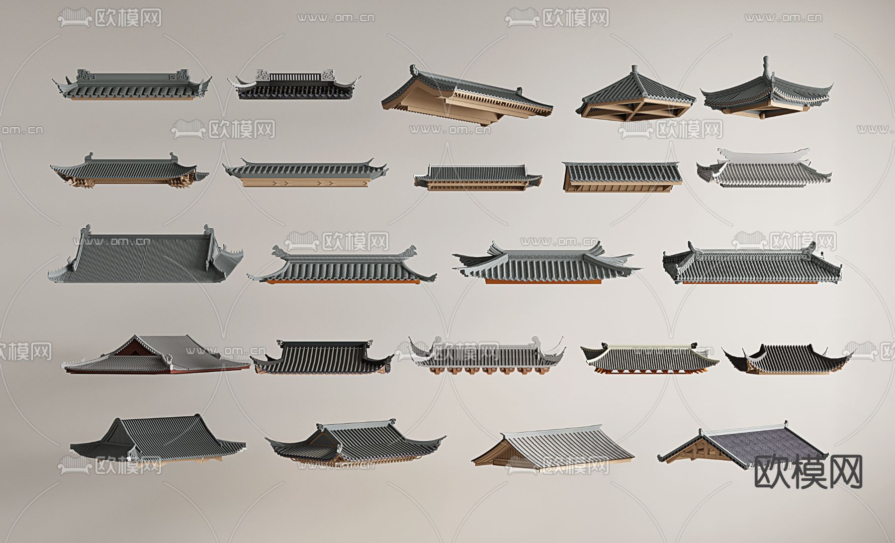中式屋檐 飞檐 房檐 屋脊3d模型下载