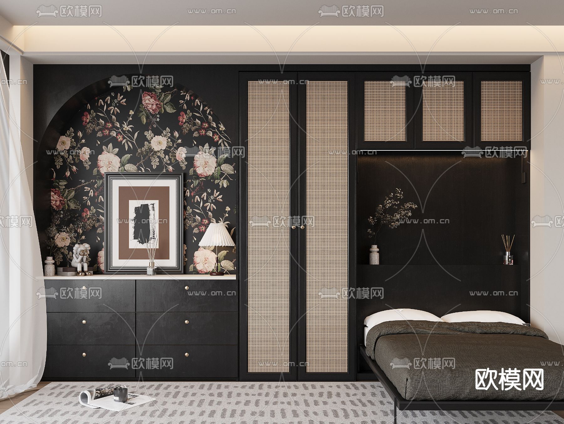 中古风衣柜 折叠床3d模型下载