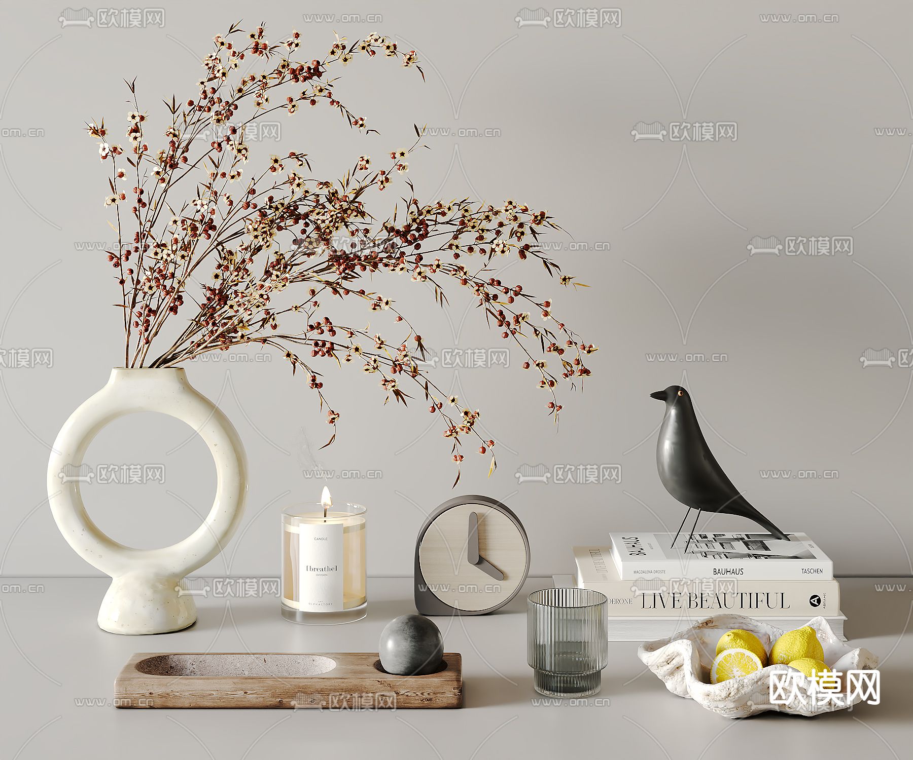 饰品摆件 书籍 闹钟su模型下载（渲染图2）